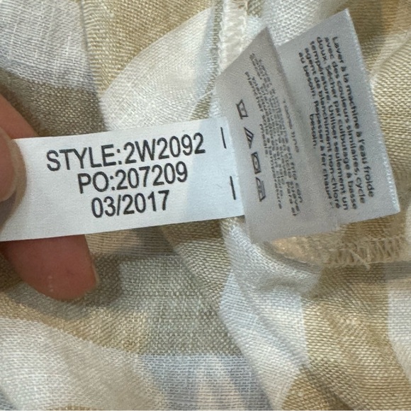 Vineyard Vines Linen Tan Stripe Off The Shoulder Top Neutral Natural Chic Boho - Picture 7 of 7